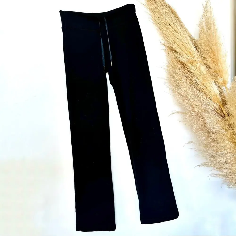 LULULEMON Black Mid High Rise Boot Cut Drawstring Tie Waist Yoga Pant Leggings 6